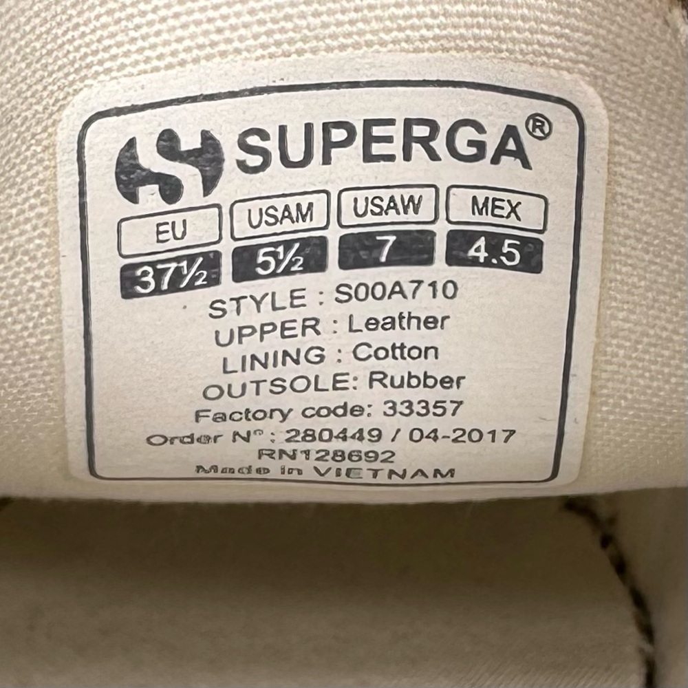 Superga Gray Leather Platform Sneaker Size 7 - Picture 11 of 12